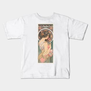 Primrose (1899) by Alphonse Mucha Kids T-Shirt